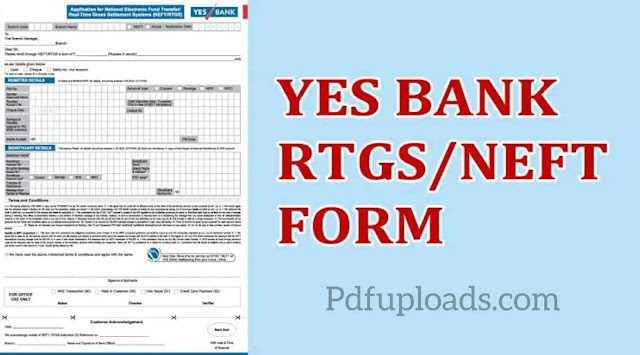 YES Bank RTGS/NEFT form PDF