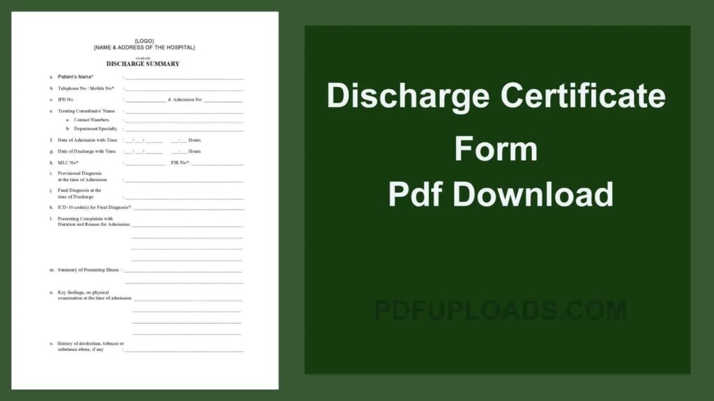 Discharge Certificate Form Pdf Download