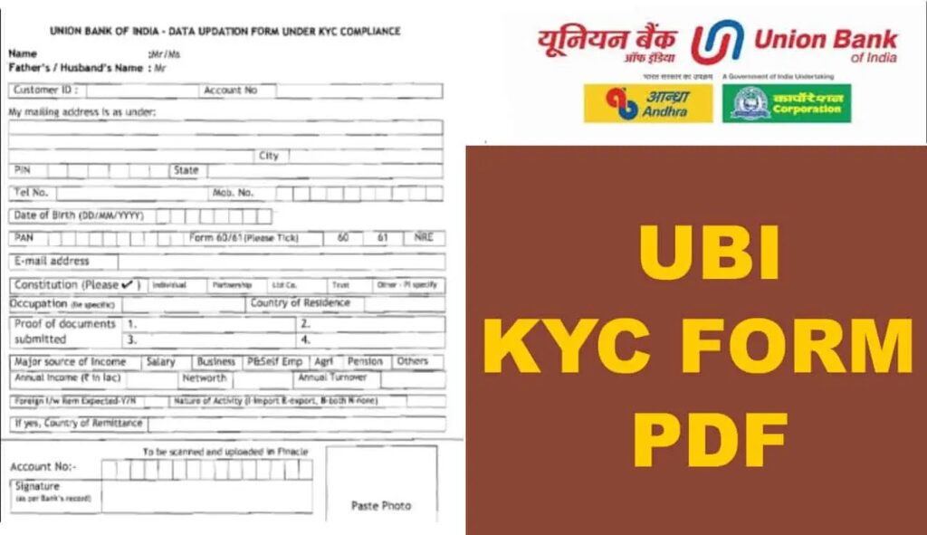 Union Bank of India KYC form PDF