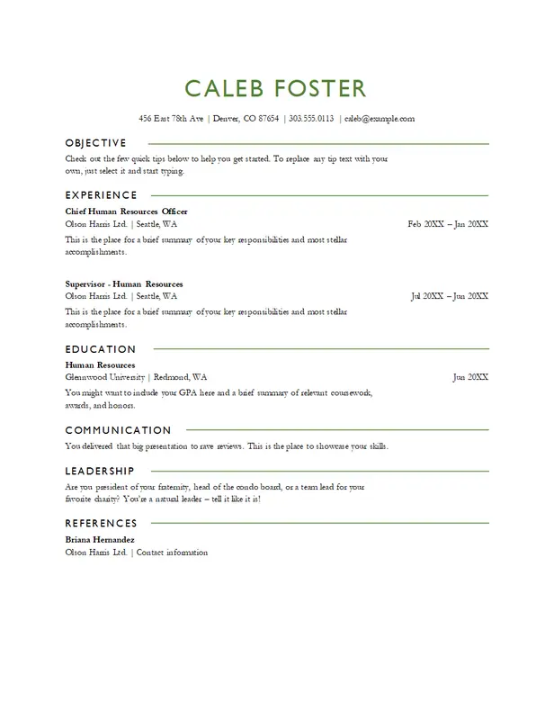 ATS basic HR resume
