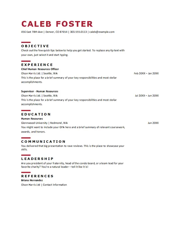 ATS bold HR resume