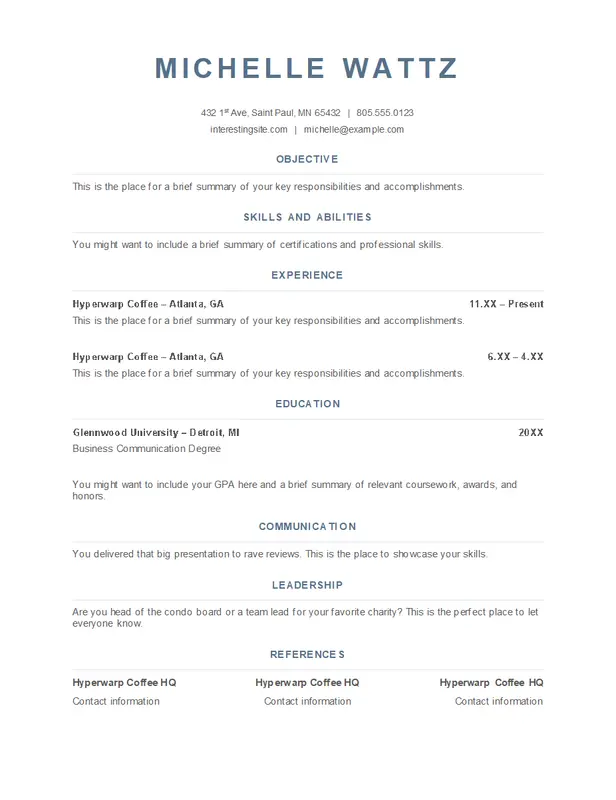ATS simple food service resume